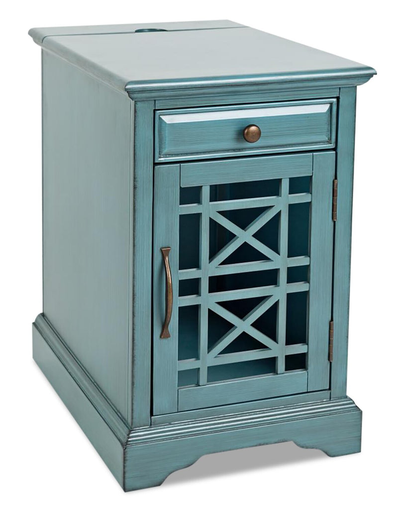 Marseille Chairside Table - Blue  - Traditional style End Table in Blue Acacia, Medium Density Fibreboard (MDF)
