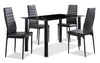 Onyx 5pc Dining Set with Table & 4 Chairs, Glass Top, Metal, 55