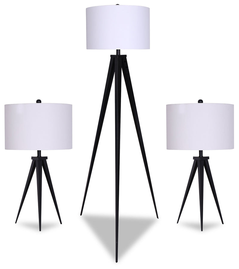 Skyler 3-Piece Floor and Two Table Lamps Set  
