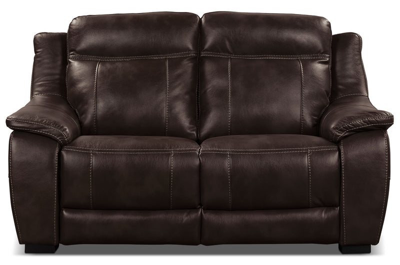 Novo Leather-Look Fabric Loveseat – Brown - Modern style Loveseat in Brown