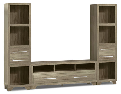 Glendale 3-Piece Entertainment Centre with 60" TV Opening – Grey - Modern style Wall Unit in Grey