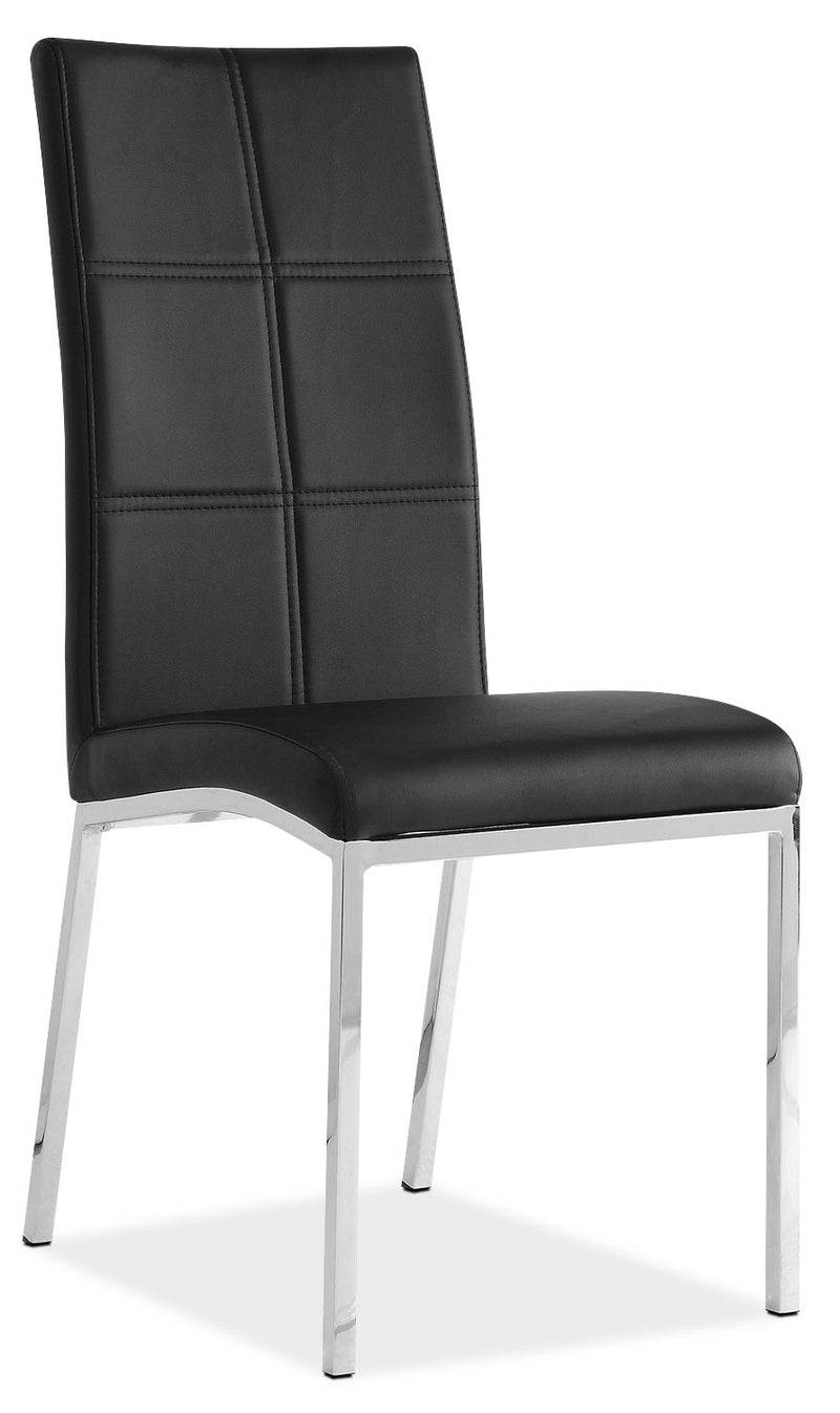 Milton Side Chair – Black - Modern style Dining Chair in Black Steel and Faux Leather