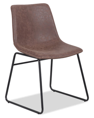 Tess Dining Chair with Leather-Look Fabric, Metal - Brown