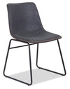 Tess Dining Chair with Leather-Look Fabric, Metal - Grey
