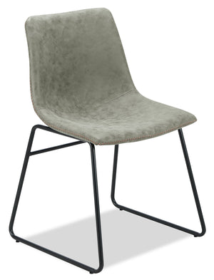 Tess Dining Chair with Leather-Look Fabric, Metal - Khaki