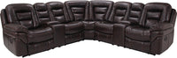 Leo 7-Piece Leath-Aire® Fabric Reclining Sectional - Walnut 