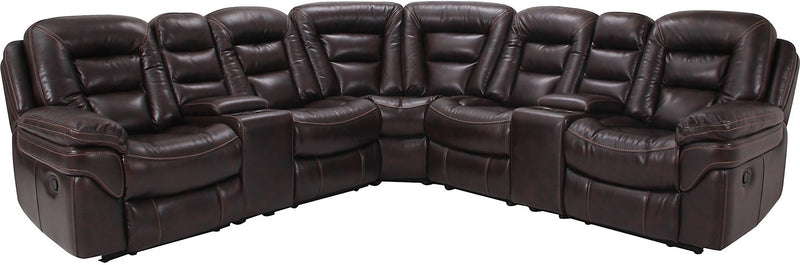 Leo Leathaire 7-Piece Reclining Sectional - Walnut - Contemporary style Sectional in Walnut