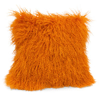 Mongolian Sheepskin Accent Pillow – Orange