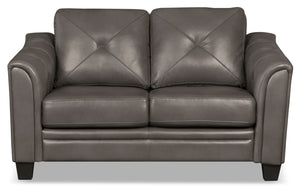 Andi Leather-Look Fabric Loveseat - Grey