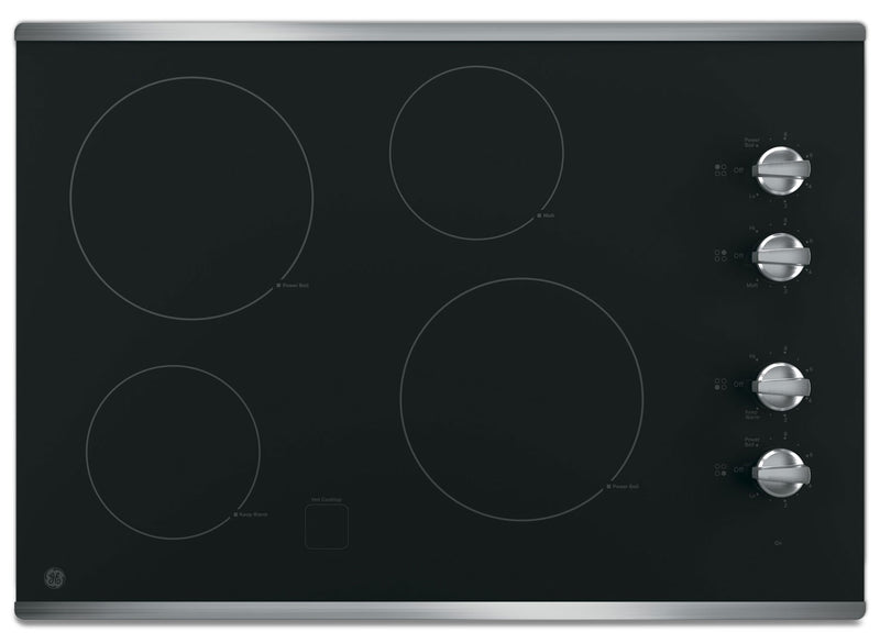 GE 30" Electric Cooktop with Built-In Knob-Control - Stainless Steel - Electric Cooktop in Stainless Steel