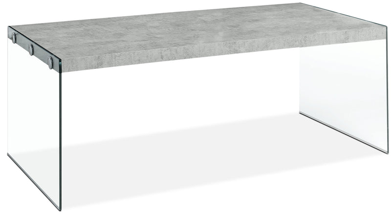 Yonah Coffee Table – Cement Grey - Modern style Coffee Table in Light Grey Glass