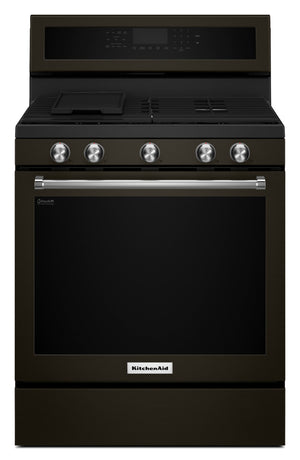 KitchenAid 5.8 Cu. Ft. Gas Range with AquaLift® and Self-Clean - Black Stainless Steel PrintShield™ - KFGG500EBS