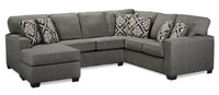 Made in Canada Verona 2-Piece Left-Facing Linen-Look Fabric Sectional with Removable Cushions - Charcoal Grey 