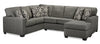 Canadian Made Verona 2-Piece Right-Facing Linen-Look Fabric Sectional with Removable Cushions - Charcoal Grey