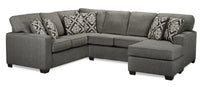 Canadian Made Verona 2-Piece Right-Facing Linen-Look Fabric Sectional with Removable Cushions - Charcoal Grey 