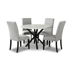 Verona 5pc Dining Set with Table & 4 Chairs, Culture Marbled Top, Metal, 42