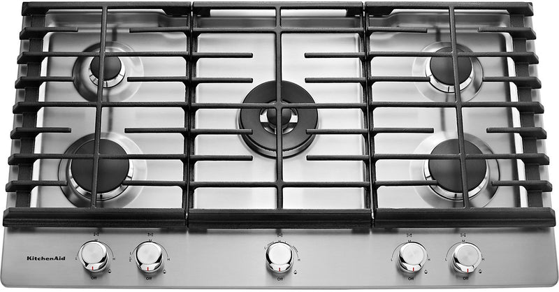 KitchenAid 36" 5- Burner Gas Cooktop – Stainless Steel - Gas Cooktop in Stainless Steel