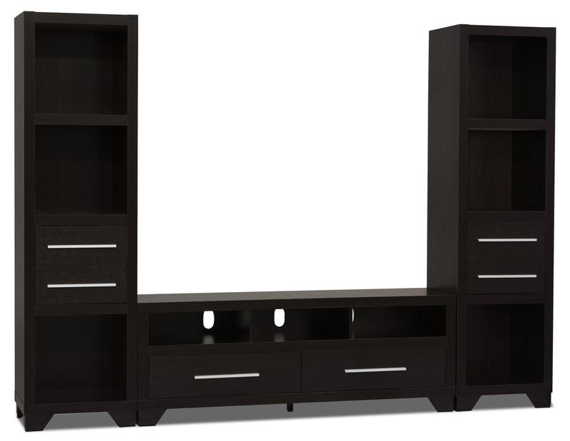Glendale 3-Piece Entertainment Centre with 60" TV Opening – Espresso - Modern style Wall Unit in Espresso