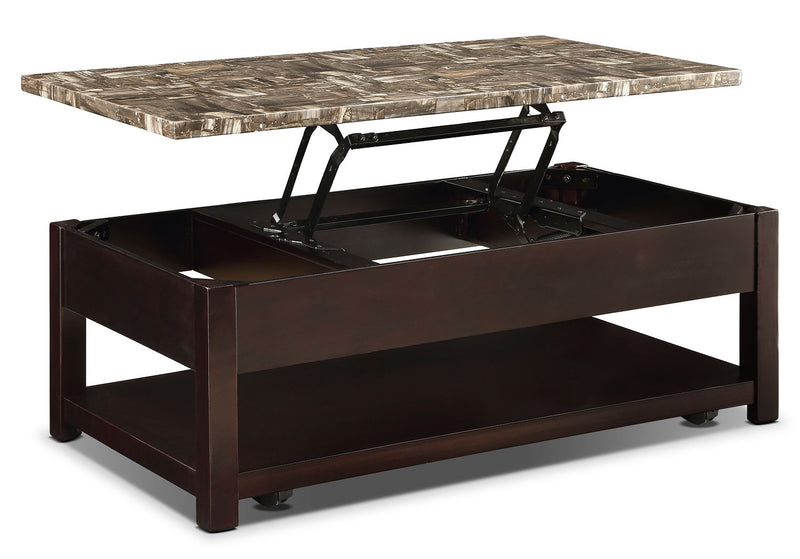 Sicily Coffee Table with Lift-Top and Casters – Brown - Contemporary style Coffee Table in Deep Chocolate Wood