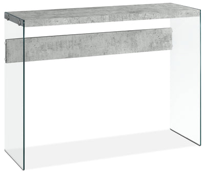 Yonah Sofa Table – Cement Grey - Modern style Sofa Table in Light Grey Glass
