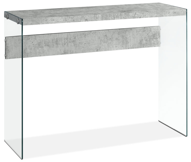 Yonah Sofa Table – Cement Grey - Modern style Sofa Table in Light Grey Glass