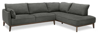 Gena 2-Piece Linen-Look Fabric Right-Facing Sectional - Charcoal 