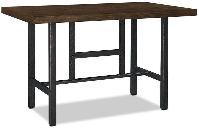 Kavara Counter-Height Table - Industrial style Dining Table in Medium Brown Pine Solids and Metal
