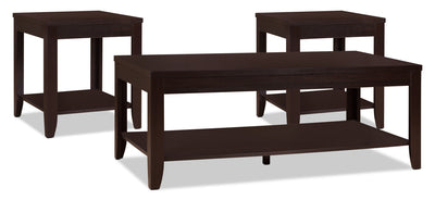 Aspen 3-Piece Coffee and Two End Tables Package - Contemporary style Occasional Table Package in Wood Wood